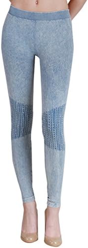 Women Seamless Vintage Knee Accents Leggings, Made in U.S.A, One Size