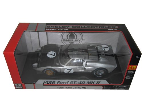 1966 Ford GT-40 MK 2 Silver #7 1/18 by Shelby Collectibles 404