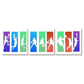 3 Panel Canvas Wall Art Play Basketball Pictures Home Wall Decorations for Bedroom Living Room Paintings Canvas Prints Framed - 12"x12"x3 Panels