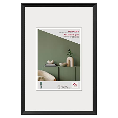 walther design Desire DEX070B Picture Frame with Art Glass, Plastic Frame, 50 x 70 cm, Black