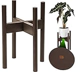 Dark Wood Indoor Plant Stand, Planter Tray