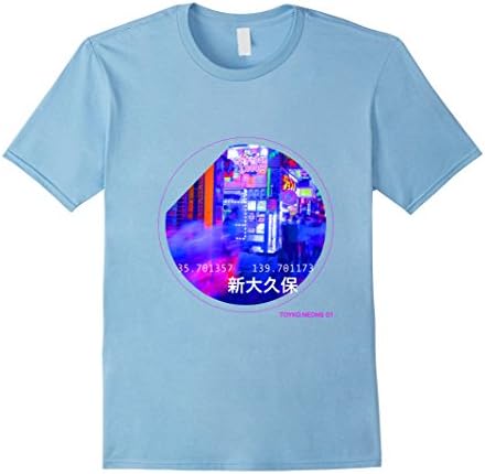 Mens 01 - Neon Tokyo Vaporwave Cyberpunk T-Shirt Small Baby Blue