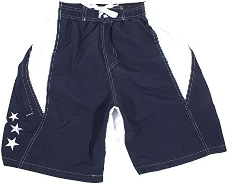 NBN Men's Boardshorts Two Tone Elastic Waist Swim Trunk Short (X-Large, Navy/Wht)