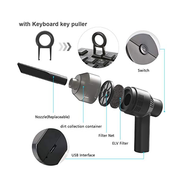 [Upgrade] HONKYOB Mini Vacuum Cordless Vacuum Keyboard Cleaner Rechargeable Desk Vacuum for Cleaning Dust,Hair,Crumbs…