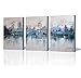 ARTLAND Modern 100% Hand Painted Framed Abstract Oil Painting Blue Villages 3-Piece Gallery-Wrapped Wall Art on Canvas Ready to Hang for Living Room for Wall Decor Home Decoration 24x48inches