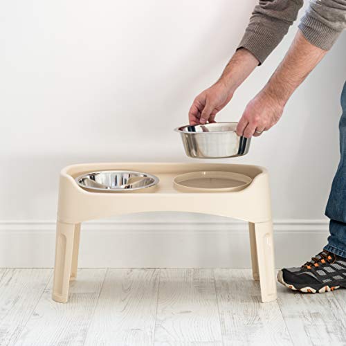 IRIS USA Large Elevated Pet Feeder with Attachable Legs and 2 Stainless