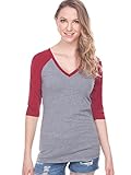 Kavio! Junior Sheer Jersey Contrast V Neck Raglan 3/4 Sleeve