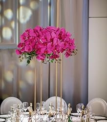 ICBOX 6 PCS Orchids Artificial Flowers Pink Fake