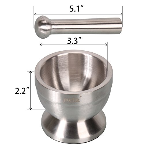 Mortar and Pestle Set with Cover for Crushing Grinding Ergonomic Design with Anti Slip Base and Comfy Grip Spice Grinder