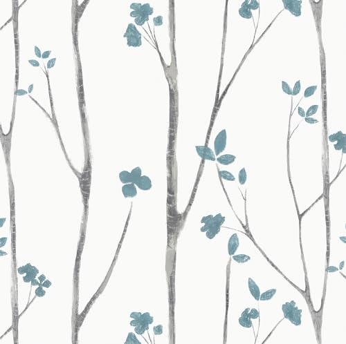 Timeet Boho Blue Floral Peel and Stick Wallpaper