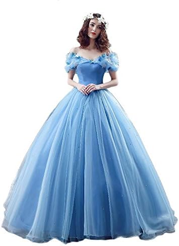 RomanLisa Women's Cinderella Wedding Dress Ball Gown Quinceanera Gown Blue 18W