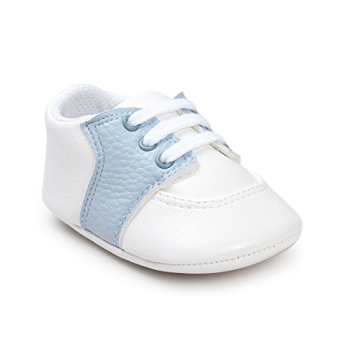 Fire Frog Baby Shoes for Boys Girl Infant Lace-up Saddle Sneakers Light Blue 12-18 Months - Thumbnail 5