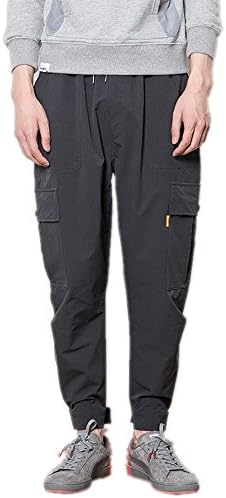 LOG SWIT Men Casual Sweatpants Baggy Jogger Trousers Fitted Bottoms Streetwear Hiphop Cargo Pants Grey 5XL