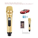 Cxy Portable Car Wireless Karaoke Microphone, smart rechargeable Karaoke player built in Anti Radio Whistlers Chip for Singing, Recording, Business Meeting, Compatible with Android and IOS
