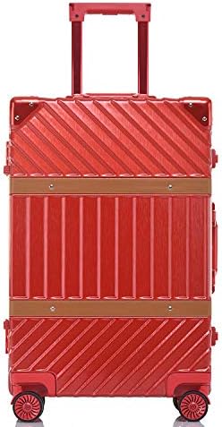 Sindermore Anti-scratch Aluminum frame polycarbonate hard shell trolley luggage suitcase (24 inch, Brushed Red)