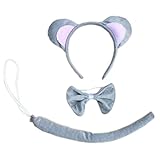 Kids Animals Dalmatian Mouse Wolf Tiger Antlers Party Costume Christmas Headband (Grey Mouse)