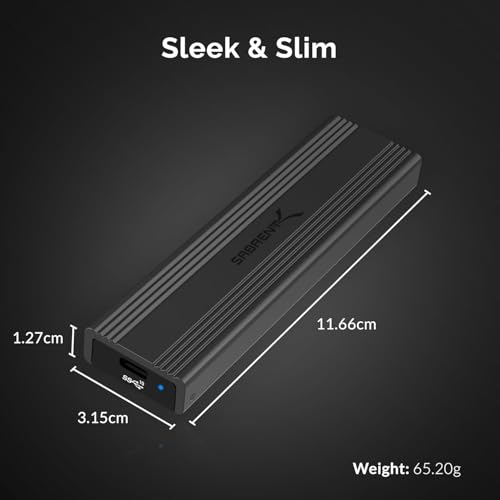 SABRENT M.2 NVMe Enclosure, 10Gbps Tool-Free SSD NVME PCIe SSD Enclosure USB C 3.2 Gen 2 M.2 Enclosure Reader, PCIe NVMe Adapter, Support UASP Trim for 2280 2260 2242 2230 SSD with heatsink (EC-SNVE) | 10Gbps External SSD Enclosure, Reusable Thermal Pad, Compatible with 2230 2242 2260 2280 (EC-SNVE)