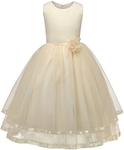 Summer Flower Girl Dress For Baby Girl Weddings Party Dress Girl Clothes Princess A-Line Ball Gown champagne 9T