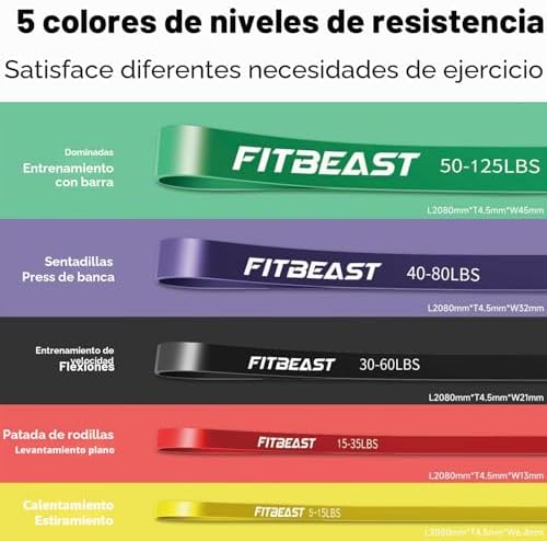 Banda de Resistencia, Gomas Elásticas de Musculación – Pull Up Band para Entrenamiento, Pilates, Yoga, Fisioterapia y Gimnasio en Casa