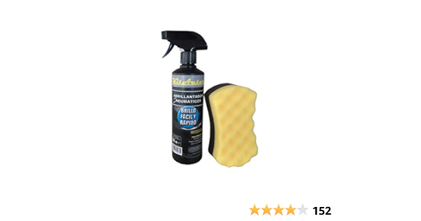 KITAUTOS mas ABRILLANTADOR DE NEUMÁTICOS 500 ml Y Esponja, Blanco