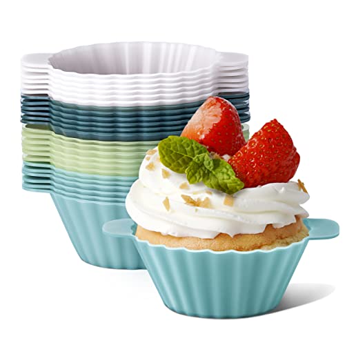 Silicone Cupcake Baking Cups 24 Pack Upgraded Reusable Muffin Liners Nonstick Cupcake Molds BPA