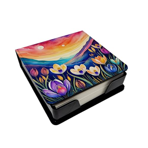 Caroline's Treasures Colorful Crocus PU Leather Note Paper Holder with Artist-D…