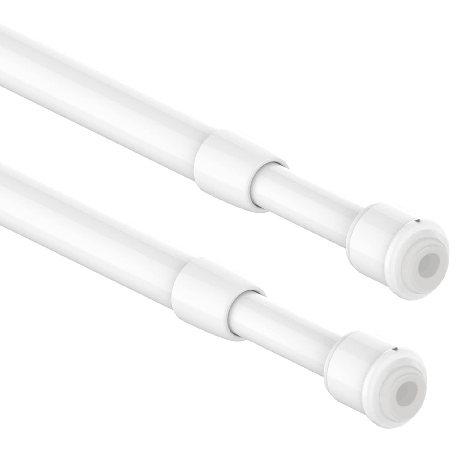 2PCS Small Net Curtain Rods Extendable, Tension Rod Wardrobe, Curtain Rods White for Cupboard, Windows, Bookshelf (30-45CM/11.8-17.7Inch,White,Diameter: 10mm/7.8mm)