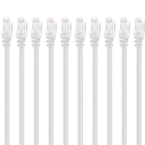 GearIT 10 Pack, Cat 6 Ethernet Cable Cat6 Snagless Patch 15 Feet - Computer LAN Network Cord, White - Compatible with 10 Port Switch POE 10port Gigabit
