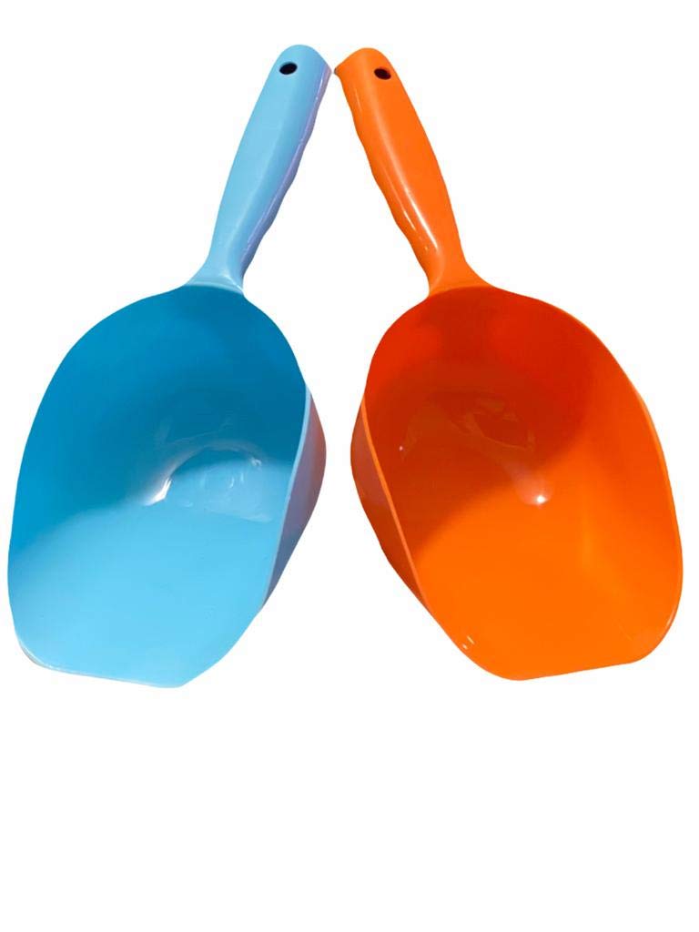 Pet Dog Puppies Food Scoop Pack of 2 Bamboo For Pet Pet Food Cat Dog (BLUE/ORANGE)