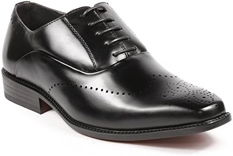 Antonio Cerrelli AC6672 Men's Perforated Lace Up Oxford Dress Shoes (10, Black)