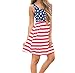 Gloous Womens Fashion Print American Flag Sexy Sleeveless Mini Dress (XXL)