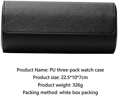 Watch Travel Case Handmade Leather Watch Rolls Box for Man Travel Watch Roll with Velvet to Protection Watch Roll Organizer to Home Secure Storage (3 Slot, Black)
