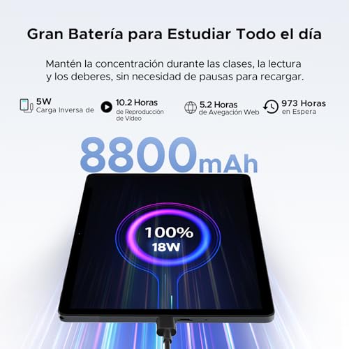 POPUX P11 Pro Tablet Android 16, 2.4K 90Hz Tablet 11 Pulgadas con Gemini AI, 48GB RAM+128GB ROM, Tablets T7250 Octa-Core, 13MP+5MP, 8800mAh, 5G WiFi, Auriculares, Tablets con Teclado&Lapiz, Negro