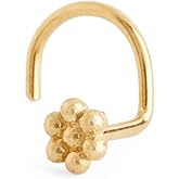 Studio Unkiya Tiny Gold Nose Stud, 14k Yellow Solid Gold Dainty Flower Piercing, Tribal Boho Cute Jewelry, Minimalist Delicate Artisan Handmade Boho Screw/L Shaped Bend, 20g/22g