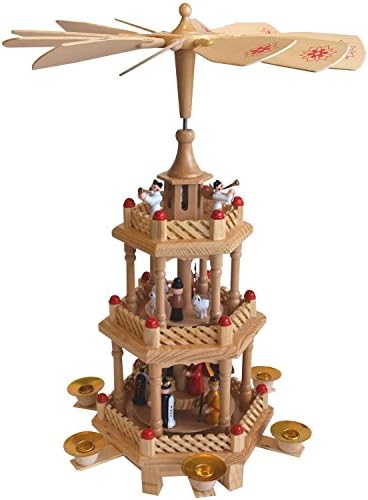 Christmas pyramid 42 cm in wood with crib, windmill for 6 candles