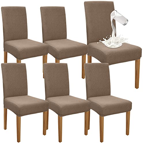 Granbest Premium Wasserdicht Esszimmerstuhl Abdeckungen Satz Von 6, Elastische Hohe Zurück Stuhlhussen Slipcover Für Esszimmer, Abnehmbaren Stuhl Schu