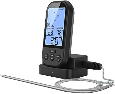 Digital Wireless Meat Thermometer, Comkit Remote Large LCD Numbers Display Kitchen Cooking Food Thermometer with Timer and Alarm for BBQ Grilling Smoker Oven