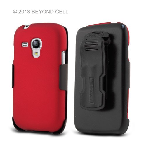 BC Samsung Galaxy S3 Mini i8190 3-in-1 Combo Set Case and Holster Beltclip with Screen Protector - Non-Retail Packaging - Red