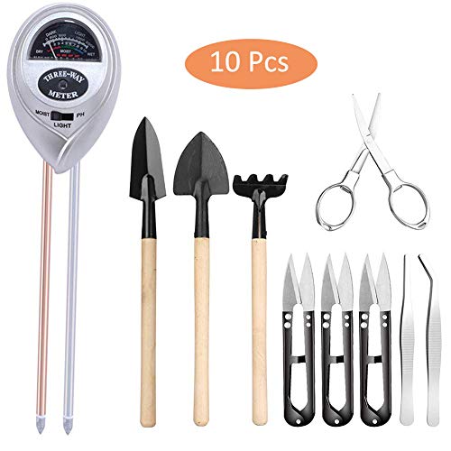 Soil PH Meter, 3-in-1 Plant Soil Tester Moisture Meter Sensor/Sunlight/pH Soil Meter Test Kit with Bonsai Tools for Plant, Vegetables, Garden, Lawn, Farm (Green)