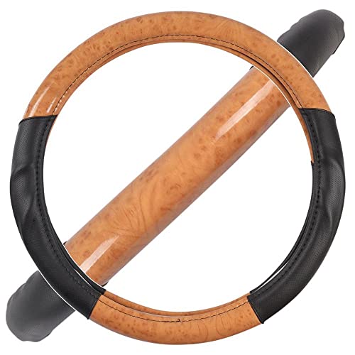 BDK Dark Wood Grain Steering Wheel Cover With Black Faux Leather Comfort Grip, Standard 15 Inch Size, Car Steering Wheel Cover For Truck Van SUV Auto In Kenya | Steering Covers - Foto 12