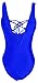 Zero City Women's Monikini Swimsuit One Piece Sexy Cute Bathing Suits Lace-up U Back, Royal Blue, X-Large