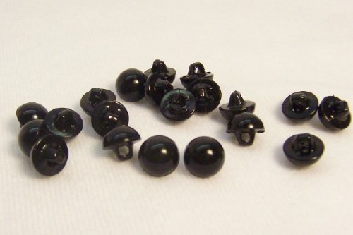 Sassy Bears 6mm Solid Black Sew-in Button Eyes for Bear, Doll, Puppet, Plush Animal and Craft - 10 Pairs