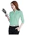 MENO Women's Casual Long Sleeves V-neck Shirts Lady Chiffon Tops Blouses