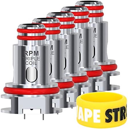 SMOK RPM40 Kit RPM Replacement Coils or Spare Pod Pods & VAPESTRONG Band Bundle (5X RPM Triple Coils - 0.6 Ohm)