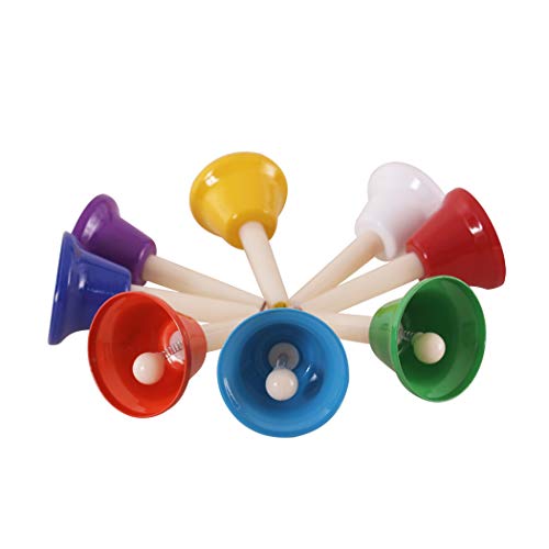 B bangcool 8PCS Hand Percussion Bell Assorted Colors 8 Note Musical Bell Hand Bell Kit