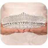 JWICOS Silver Tiara and Crown for Women Bridal Wedding and Princess Tiara for Girls - Rhinestone Hair Accessories for Birthday, Pageant, Prom