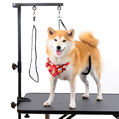 Breeze Touch Dog Grooming Arm - 35" Dog Grooming Table Arm with Clamp and Post, Loop Noose, No Sit Haunch Holder Grooming Restraint for Small & Medium Dogs