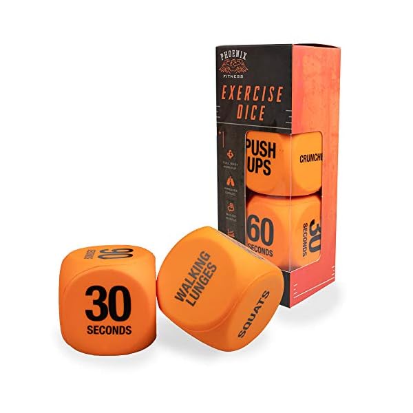 Phoenix-Fitness-RY1051-Exercise-Dice-Fitness-Workout-Routine-Dice-Orange Phoenix Fitness Exercise Dice - Workout Dice Game for Cardio, HIIT and Exercise Classes - Full Body Training Routine for…