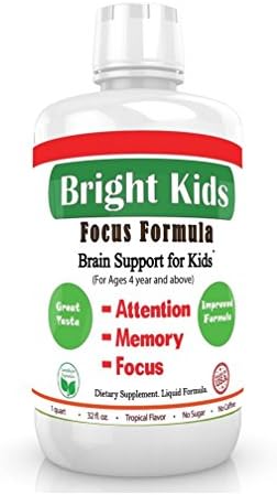 Lowest Price, Liquid Brain Supplement For Your Kids, 32oz Big Bottle, 45 days supply, Brain Focus Formula For Kids, Easy to Swallow, Focus, School Study, NON STIMULANT, NON-HABIT FORMING Best choice