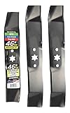Maxpower 561540 3-Mulching Blade Set For 46" Cut MTD/Cub Cadet/Troy-Bilt Replaces 742-4125, 742-04124, 742-0611, Toro 112-0304 & Many Others, Black